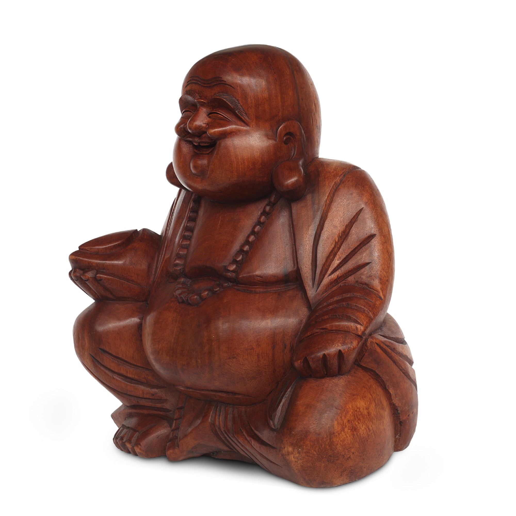 Holz-Statue 'lachender Buddha', H 40 cm, B 39 cm, L 22 cm von fischer's lagerhaus