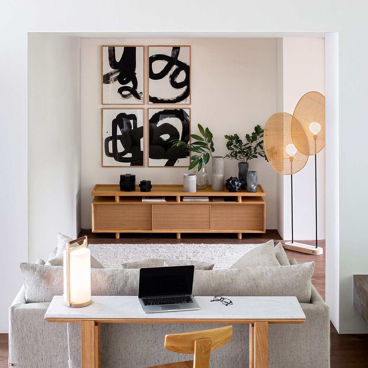 AM.PM<br>Candeeiro de pé em rattan, design E. Gallina, Canopée