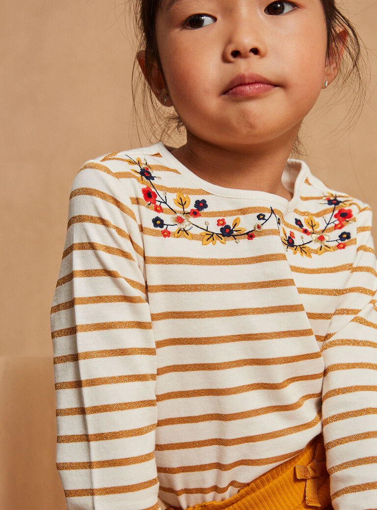 T-shirt jaune à imprimé à rayures