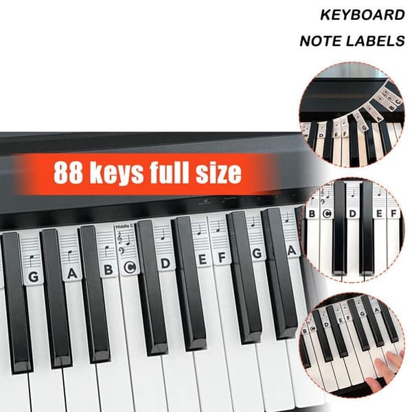 INF Avtakbare piano- og keyboardetiketter, 88 tangenter