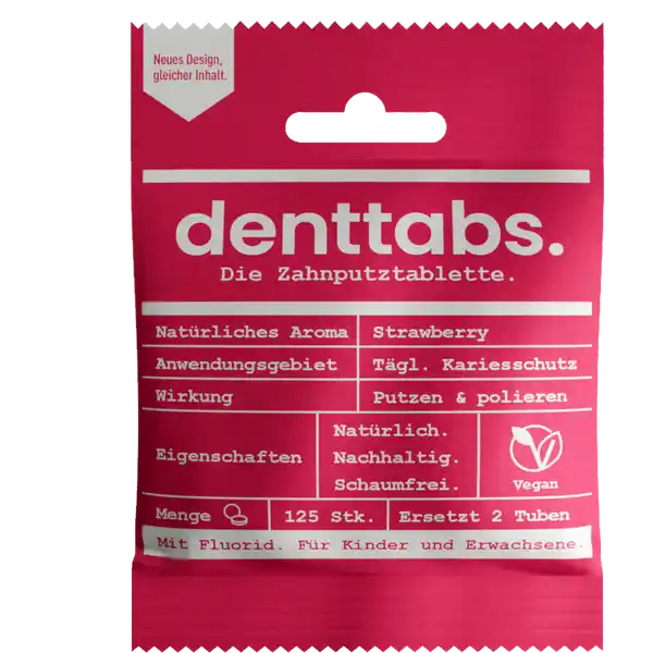 Kids Strawberry Zahnputztabletten - mit Fluorid ab 3 Jahre