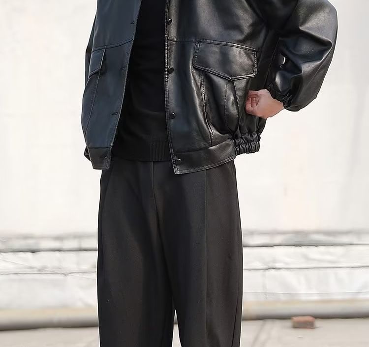 DuckleBeam - Effen oversized imitatieleren jas