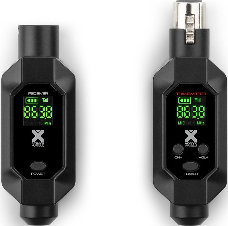 Vonyx WAT200 draadloze zender en ontvanger voor microfoons - snap-on XLR adapter - UHF
