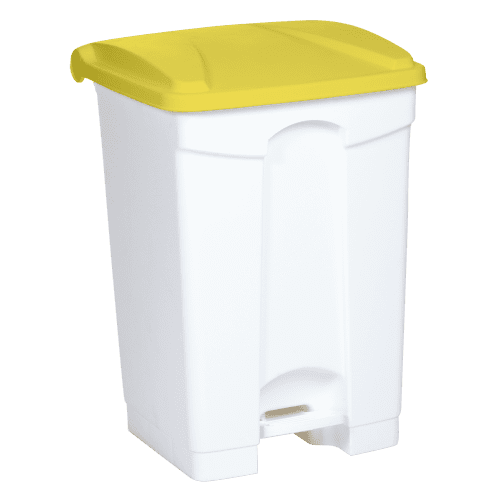 Poubelle Strongly 45L blanche + couvercle jaune Tampel