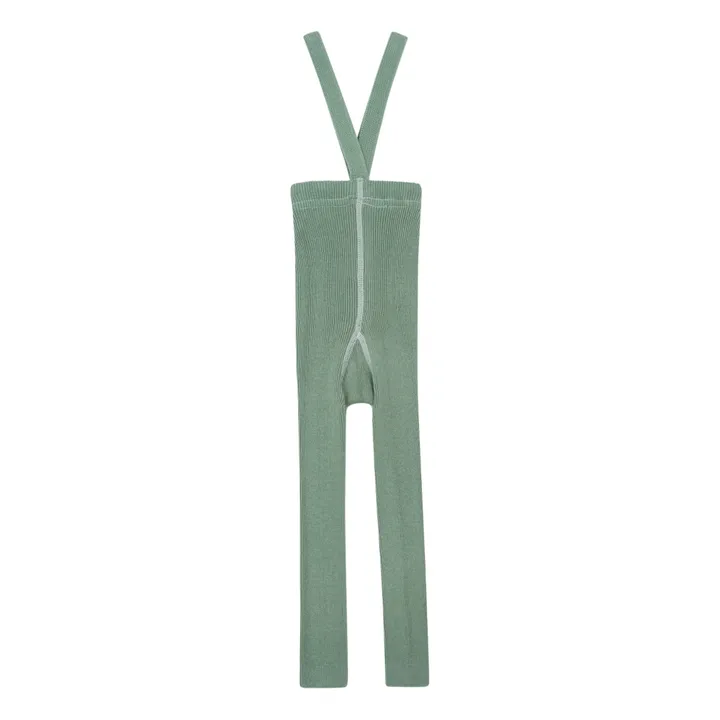 Silly Silas Collants à Bretelles Coton Bio Sans Pieds | Vert céladon