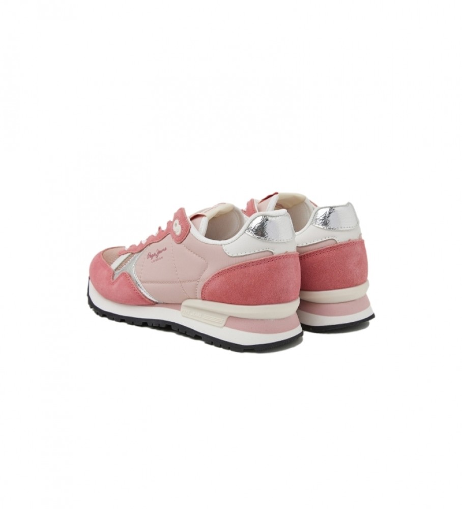 Tênis Pepe Jeans Brit Heritage em couro rosa combinado