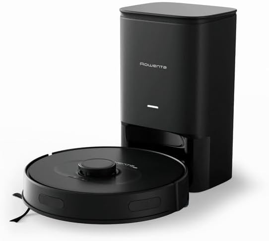 Rowenta X-Plorer Serie 75+, 4-in-1 Saugroboter mit Wischfunktion, Absaugstation, Laser-Navigationssystem, 3 Reinigungsmodi, 120 Min. Laufzeit, 4 Std. Ladezeit, 0,26 L Staubbehälter, schwarz, RR8585