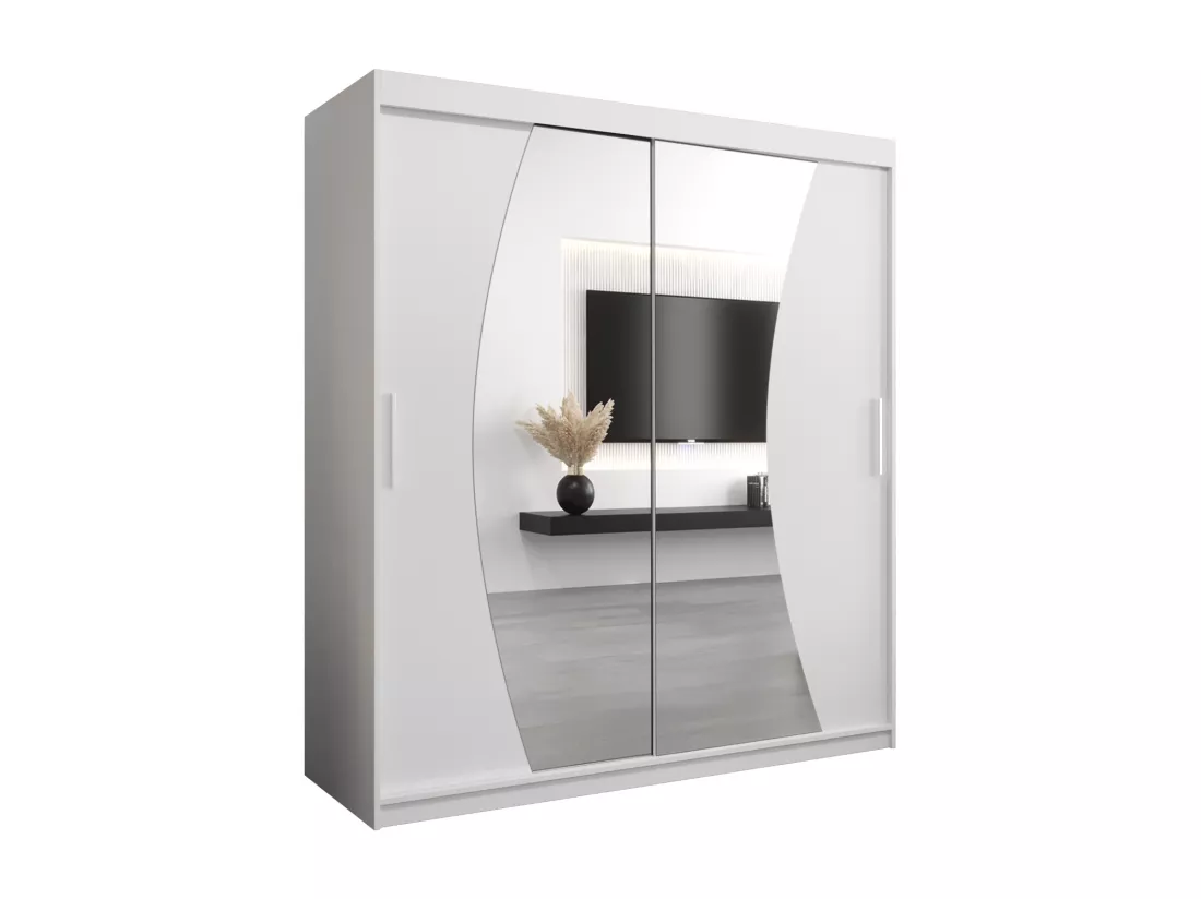 Armoire Wave À Portes Coulissantes 200/180/62 2 portes (Blanc/Blanc)