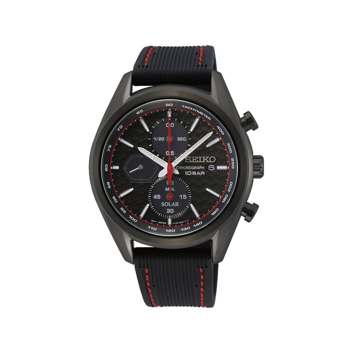Montre Seiko homme chronographe acier silicone noir