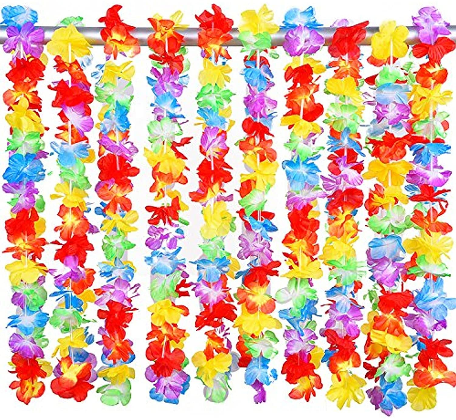 (10er Set) Hawaii Blumen Kette Fotorequisiten Party Accessoires Deko (OneSize) - Bunt