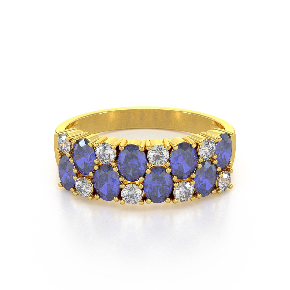 Bague ADEN Or 585 Jaune Tanzanite et diamants 2.524grs