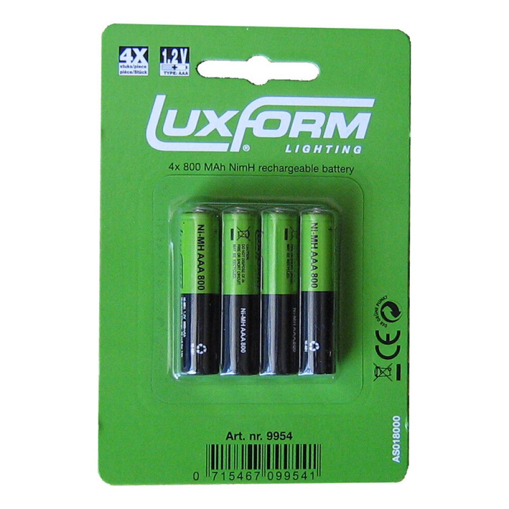 SOLCELLEBATTERI LUXFORM NIMH OPPLADBARE AAA 4-PAKK