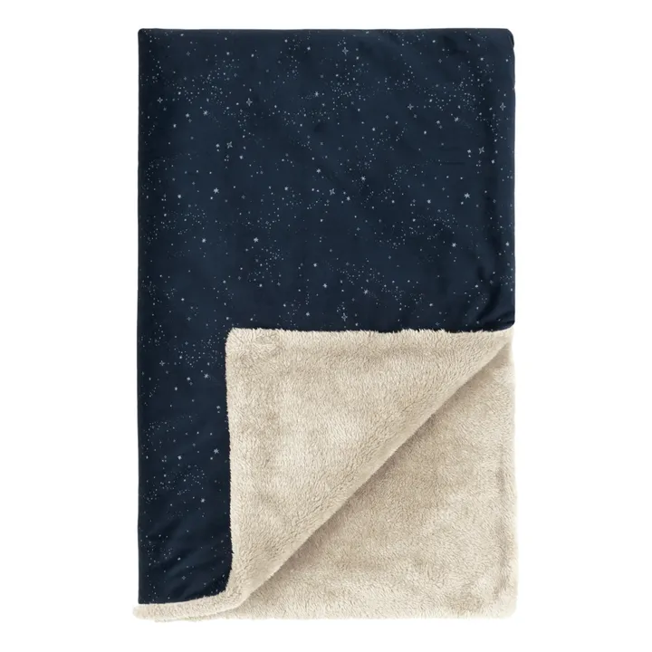 Nobodinoz Couverture matelassée en velours | Bleu nuit