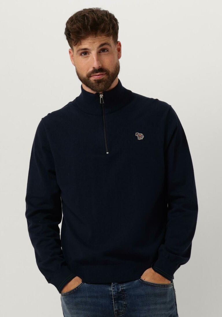 PS PAUL SMITH donkerblauwe ps paul smith trui mens sweater zip neck zeb bad