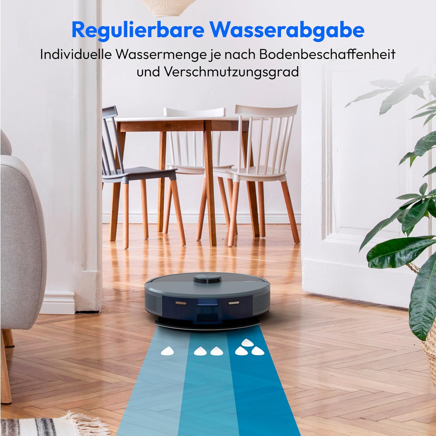 MEDION Saugroboter mit Absaugstation und Wischfunktion X22 SW+ (Lasernavigation, Starke 5000Pa Saugkraft, 2in1 Roboterstaubsauger, präzise Kartenerstellung, Go & No Go Bereiche, mehrere Etagen) blau