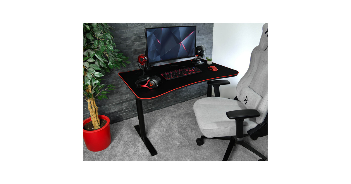 ArozziArena Fratello Gaming Desk - Black  (Zwart/rood)