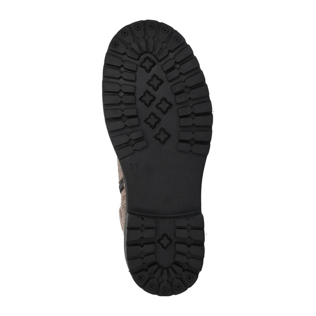Braqeez leren veterboots taupe