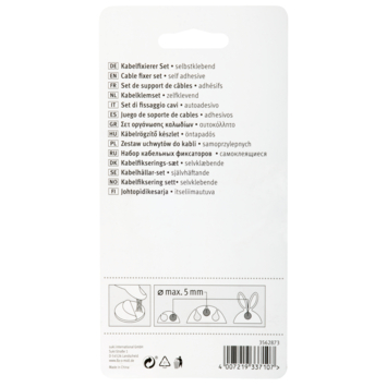 Kabelhouders BUNNY zelfklevend 4 kleuren 5 stuks