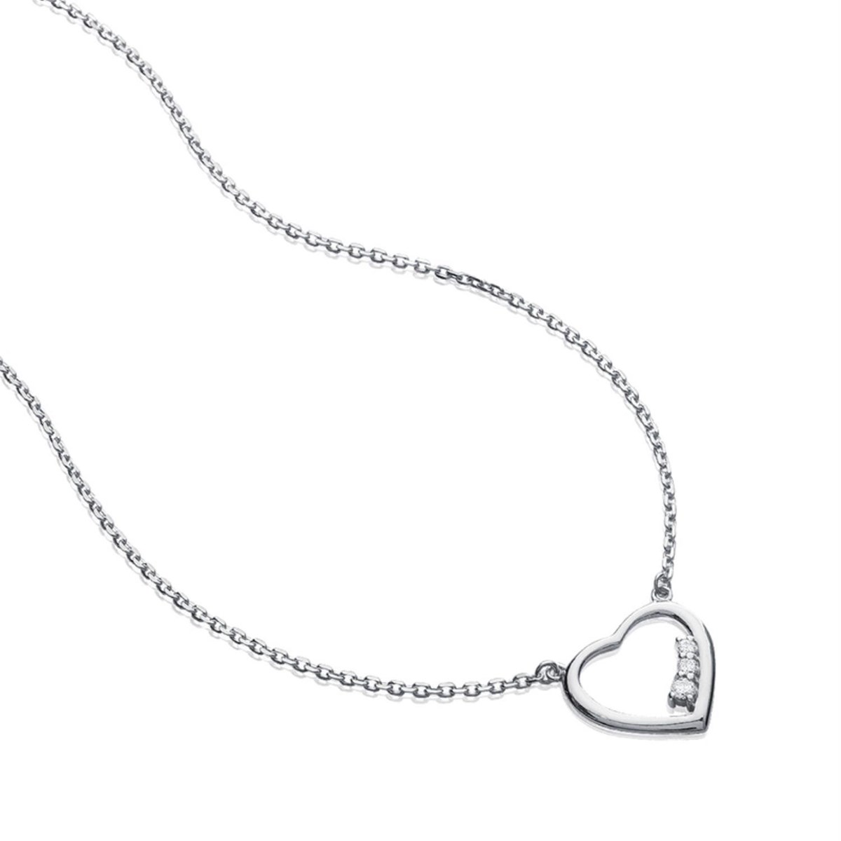 Collier coeur de petits oxydes de zirconium Argent 925 Rhodié