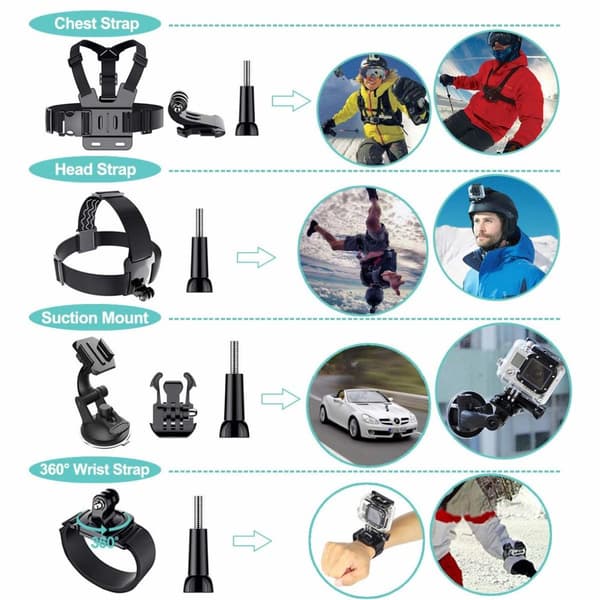 INF Tilbehørssett for GoPro Hero - 50 deler