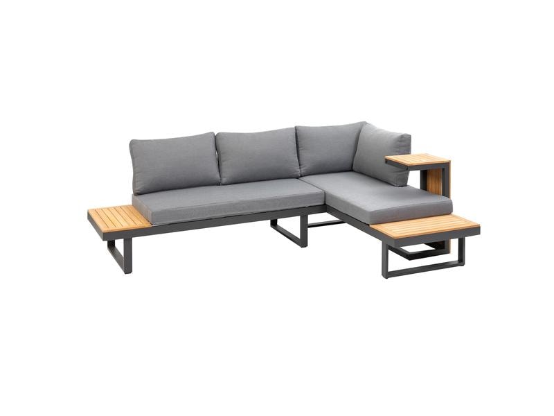 COCON Loungeset Ascona, Anthrazit, 4 Sitzplätze Zwei Sofas und ein Beistelltisch für Garten, Terrasse oder Balkon