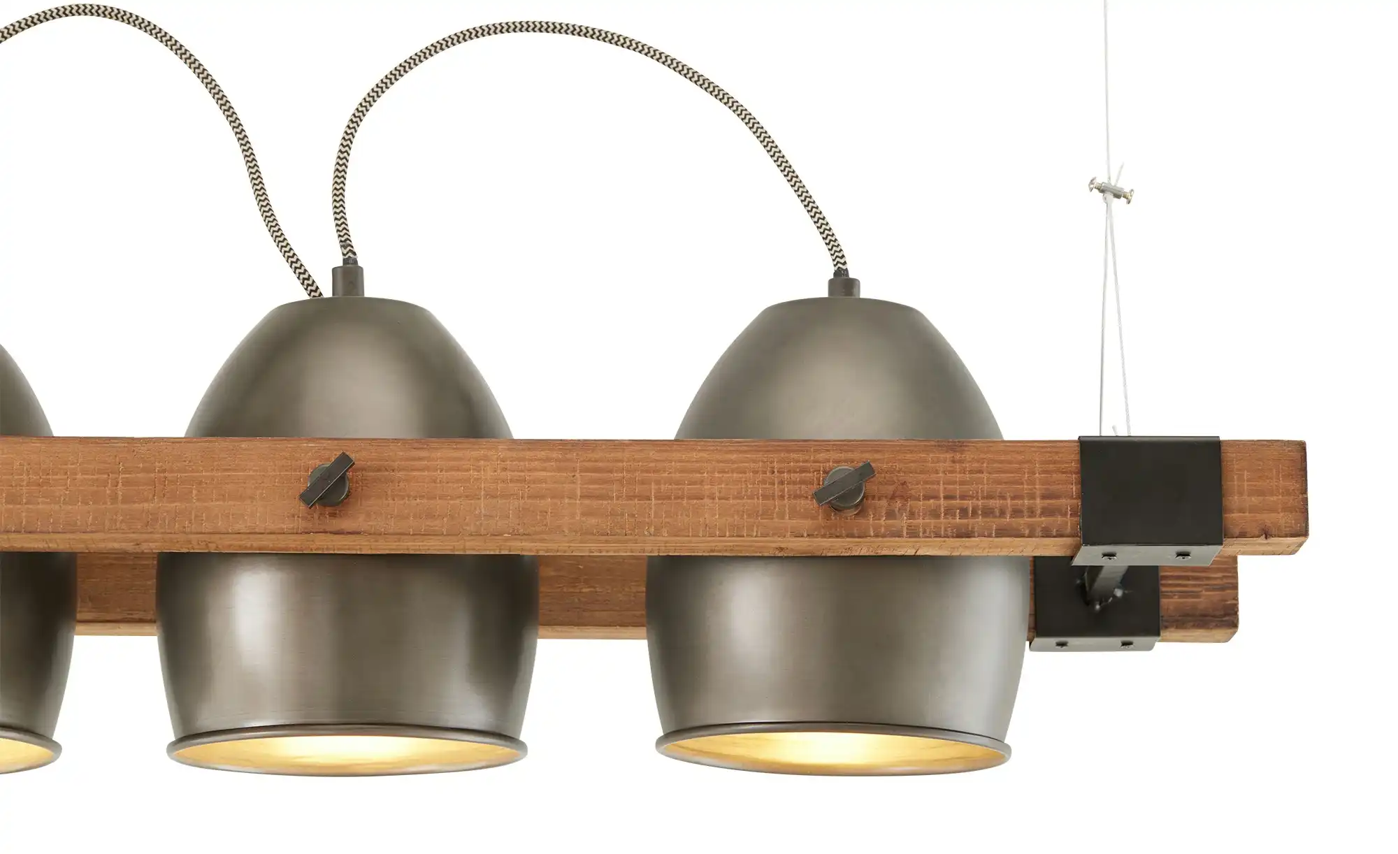 Pendelleuchte, 4-flammig, Metall/ Holz schwarz