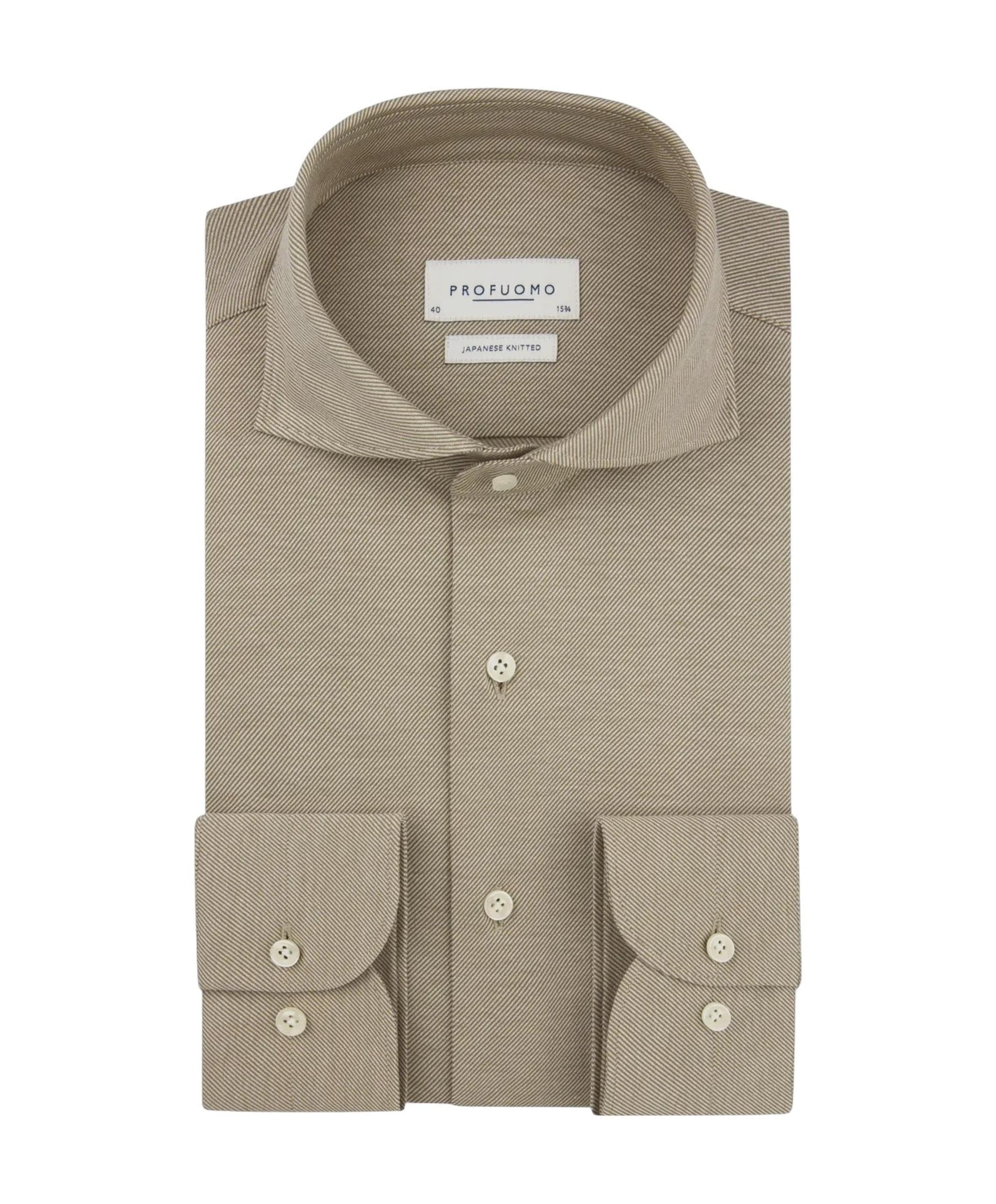 Profuomo Heren overhemd lange mouw beige