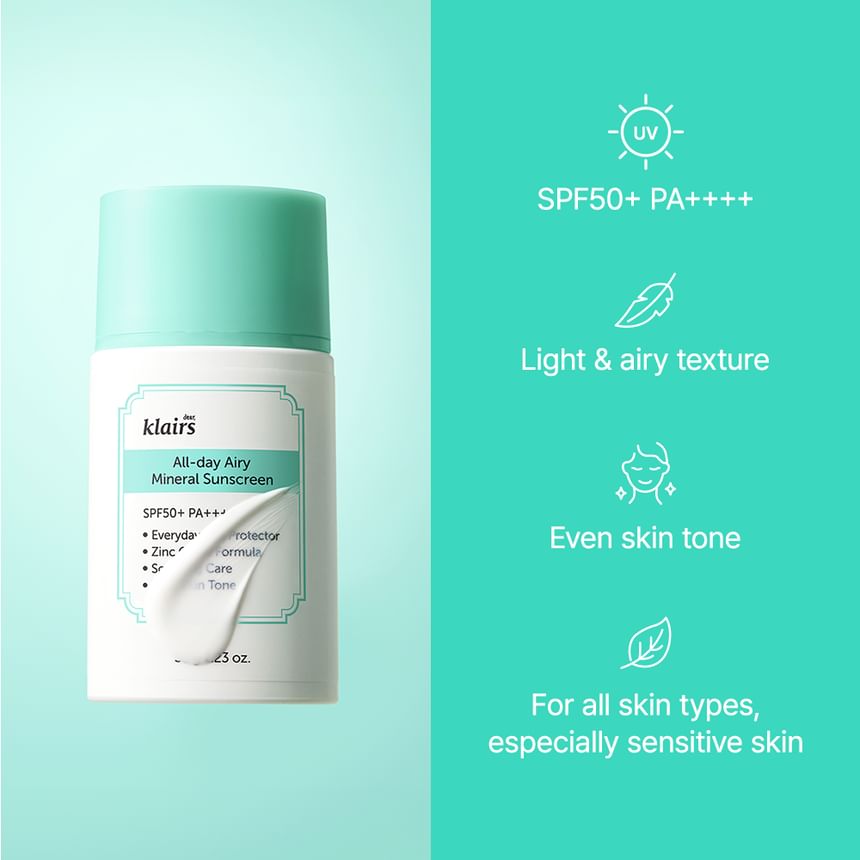 Beste Klairs - All-day Airy Mineral Sunscreen Jumbo