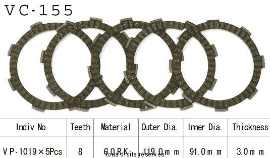 Kyoto - Disques garnis d'embrayage Cross VC155