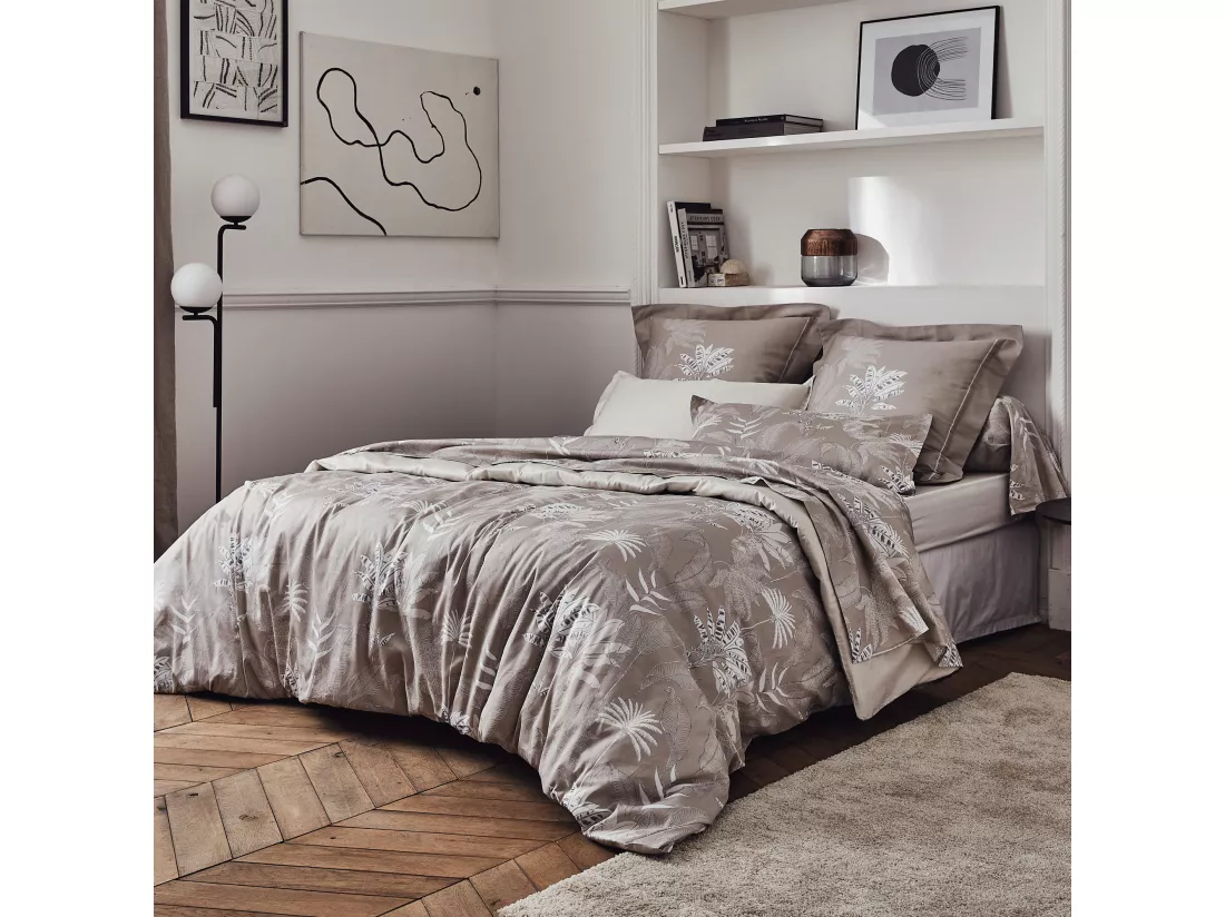 Taie de traversin 200x43 cm satin de coton CAYENNE beige ficelle