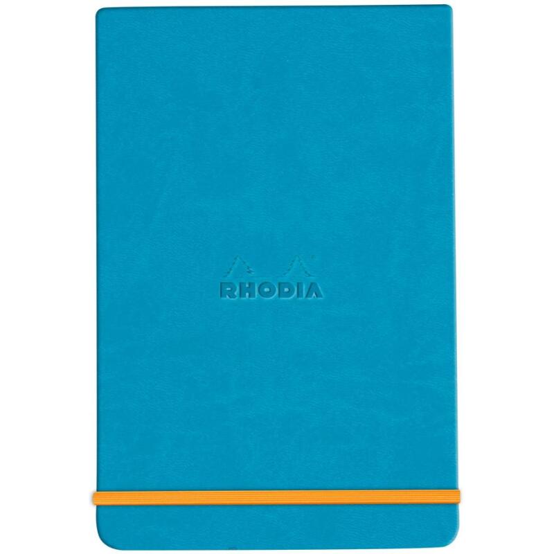 Rhodiarama Webnotepad rembordé rigide 9x14 cm 192 pages ligné microperforé papier ivoire 90g fermeture élastique - Turquoise