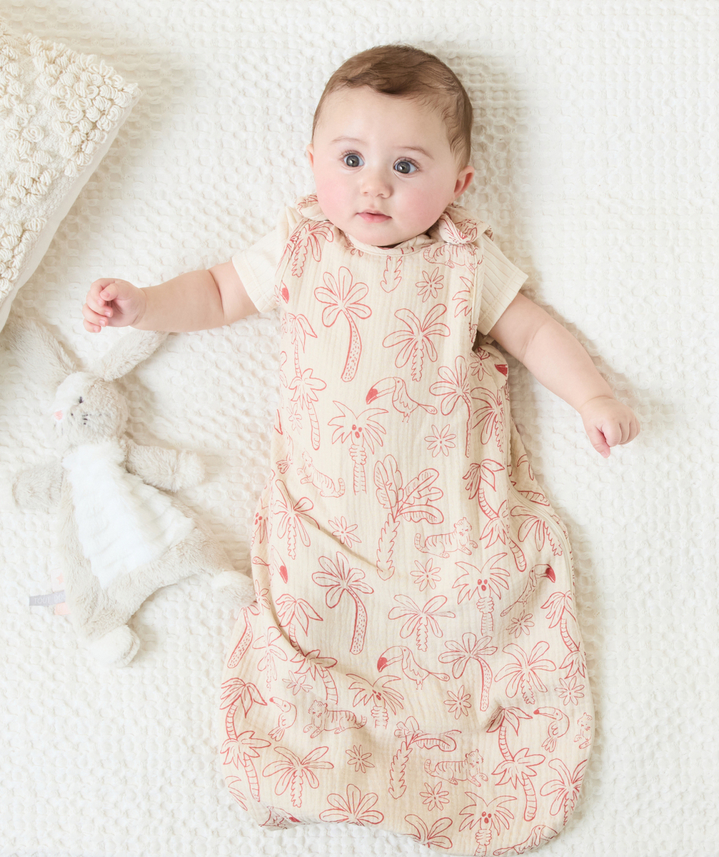 GIGOTEUSE BÉBÉ EN COTON BIO BEIGE AVEC IMPRIMÉ JUNGLE