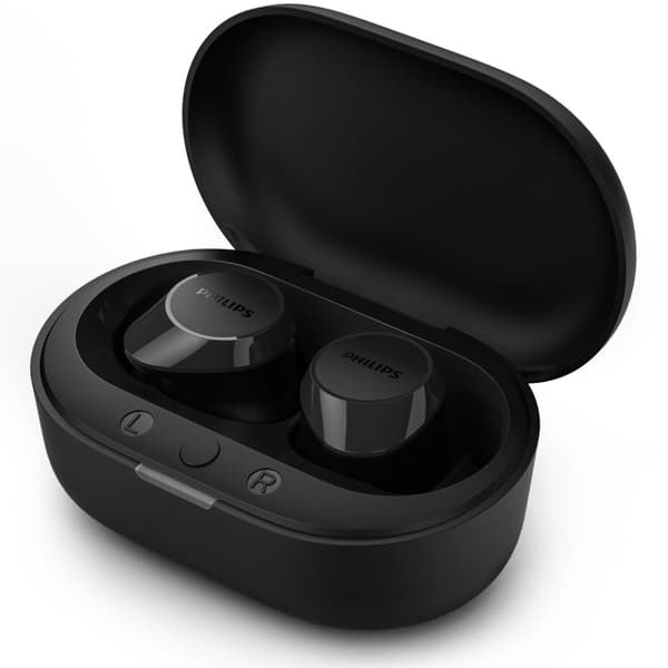 Philips TAT1209BK True Wireless-hodetelefoner. Små og komfortable. 6+18 timers spilletid. IPX4-klasse. Svart i fargen