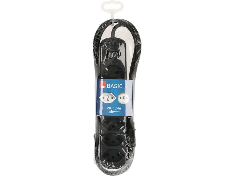 Max Hauri Steckdosenleiste Basic-Line 3xT13, 1.5 Meter Mehrfachsteckdose