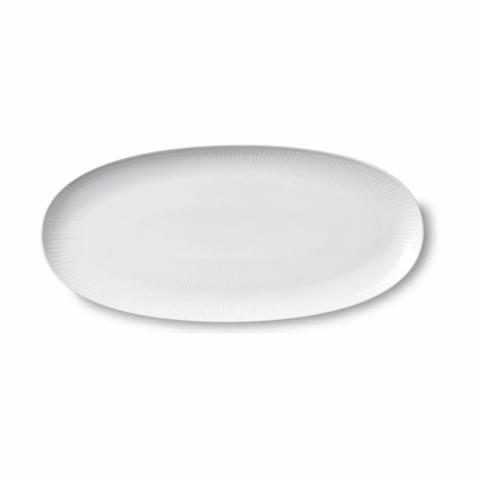 Royal Copenhagen Hvid Riflet Aflangt fad