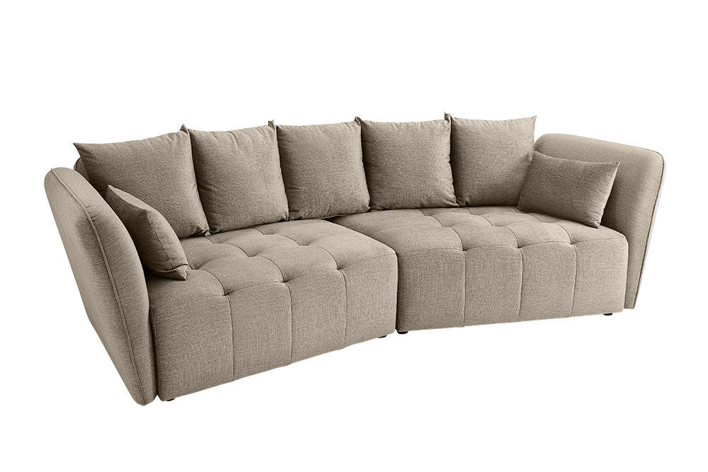 Modernes Big Sofa ROYAL 295cm greige Velours-Strickstoff Federkern XXL-Couch