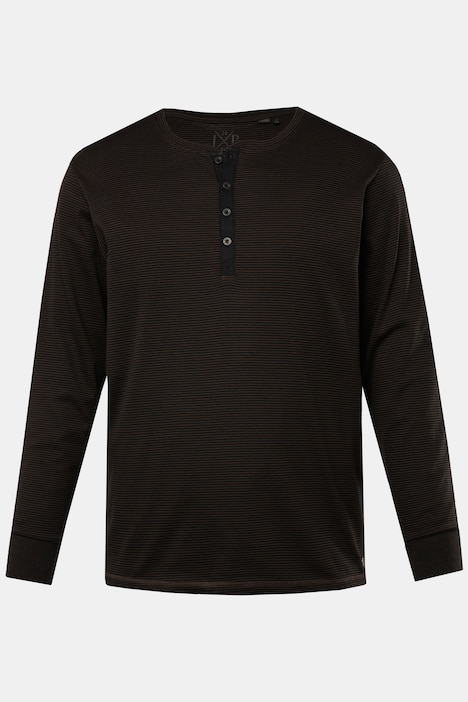 JP 1880 Henley, Langarm, Ringel, Knopfleiste, bis 8 XL