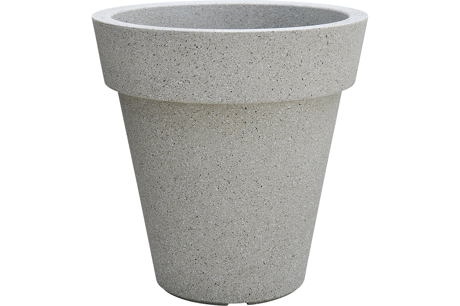 Plain utepotte Lys grå plast med terrazzomønster. Ø30 cm.