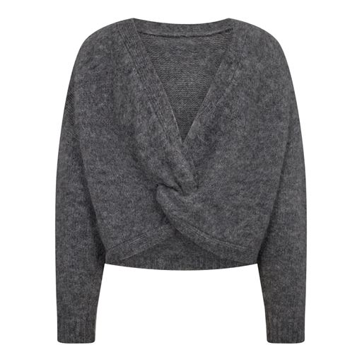 Co'Couture CozyCC Twist Back Striktrøje, Grey Melange, M