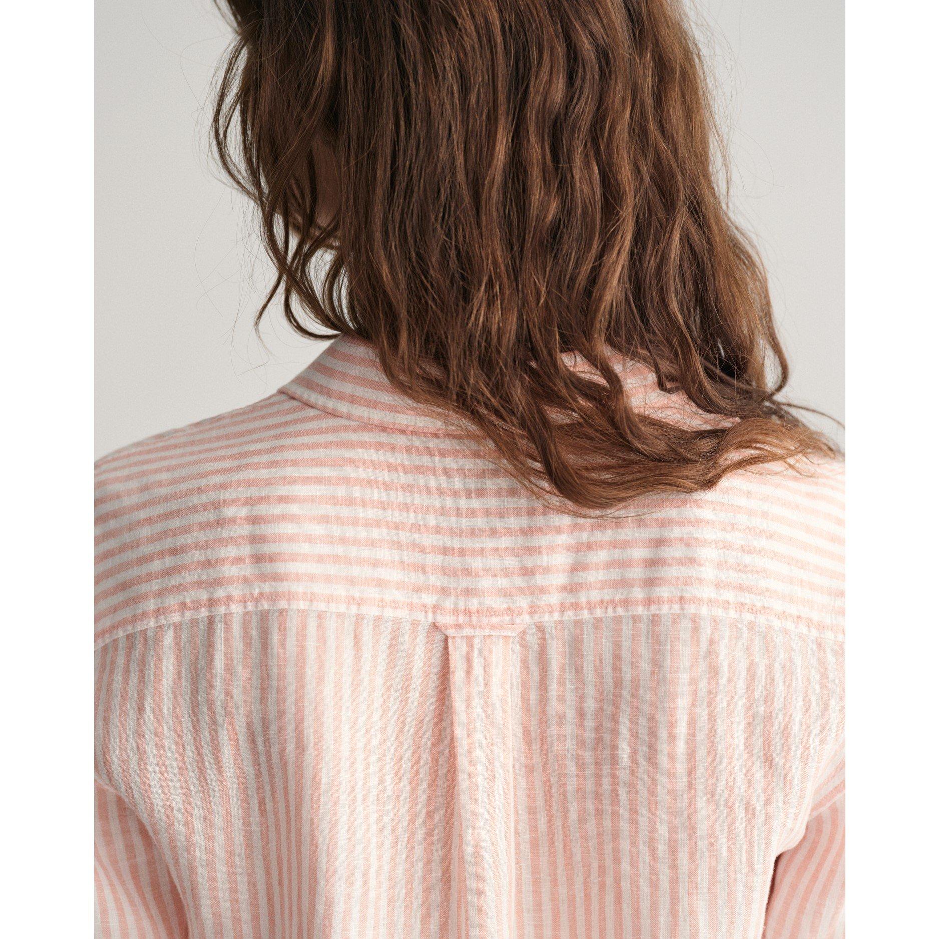 Gant REG LINEN STRIPE SHIRT PEACHY PINK