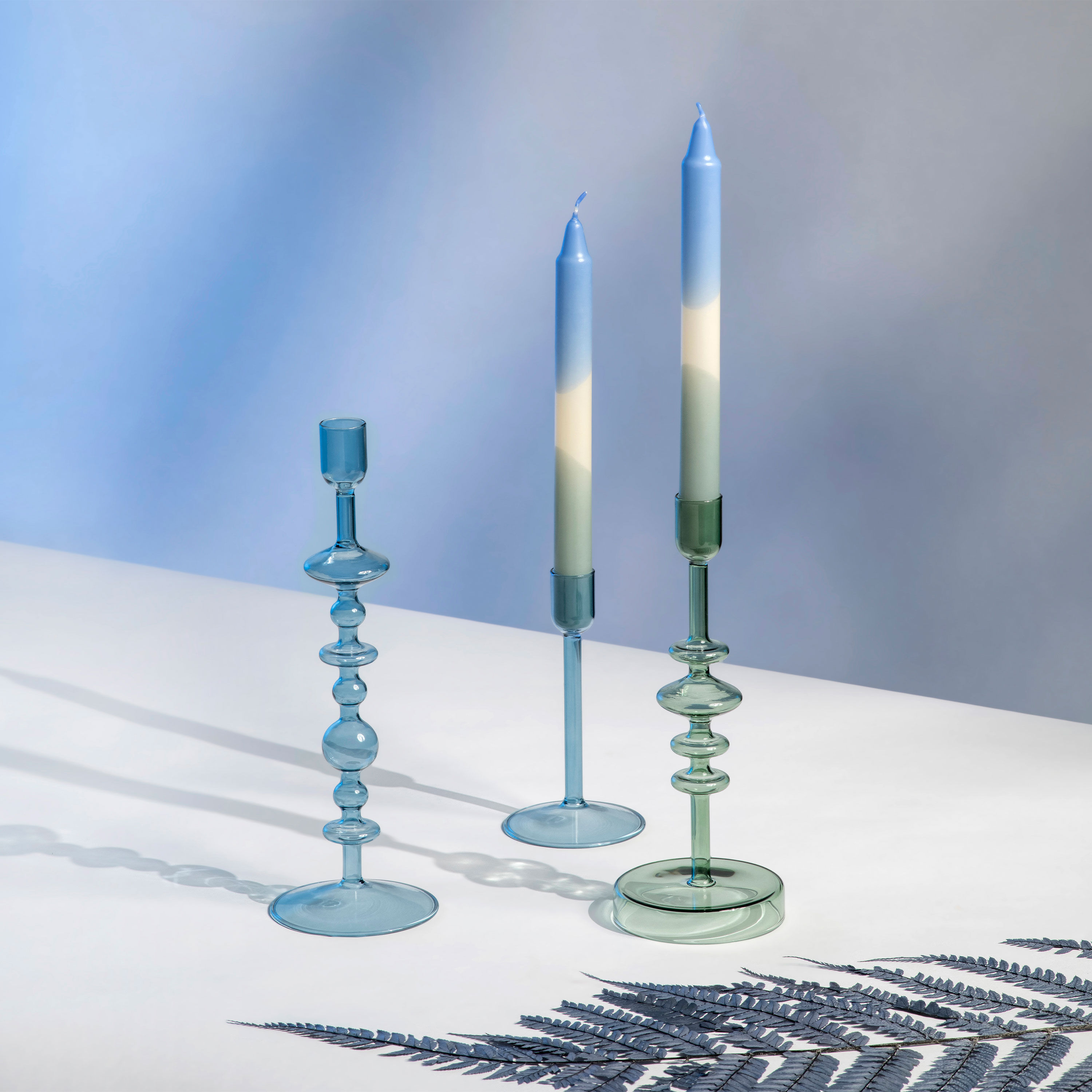 Like Home Candlestick holder Blue, 3.2'' x 3.2'' x 6''