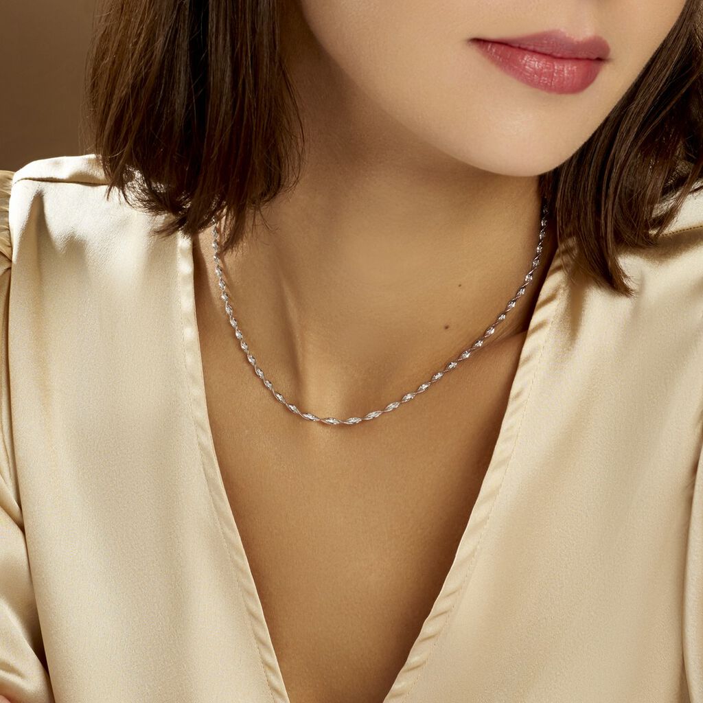 Collier Ciana Torsade Diamante Argent Blanc