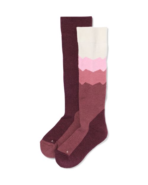 chaussettes de ski 2 paires  rose
