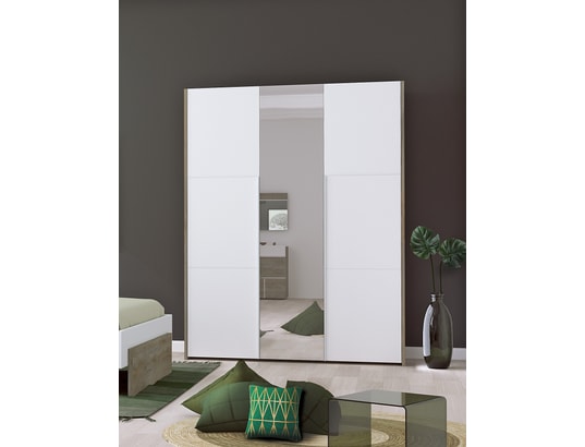 SCIAE - Armoire PRADO blanc-bois armoire 3 portes ouvrantes