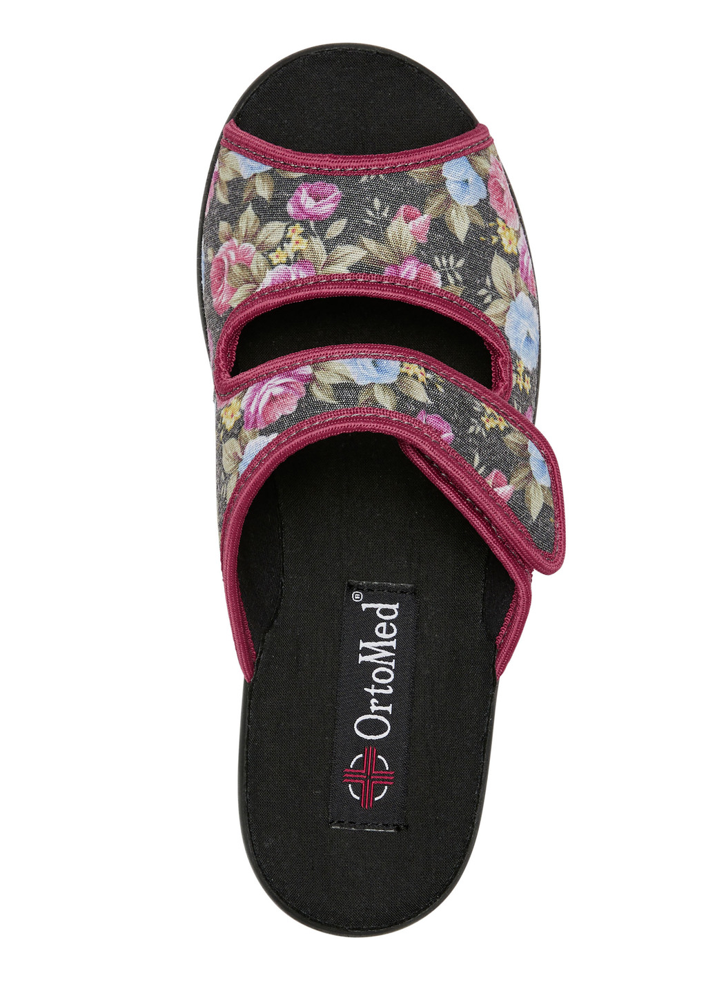 Zweierpack Pantoffeln aus floral bedrucktem Textilmaterial