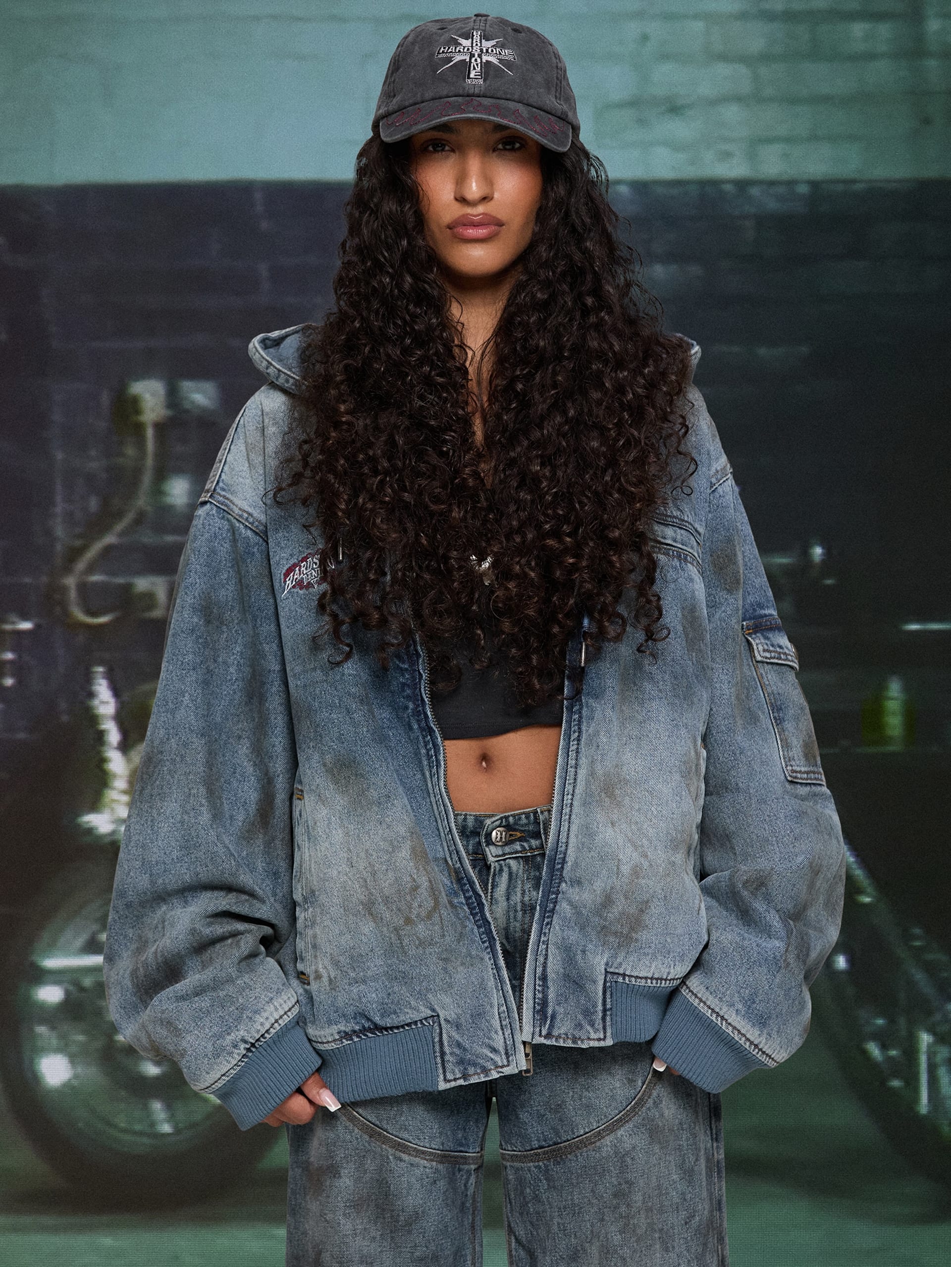 Jaqueta com capuz em jeans HARDSTONE