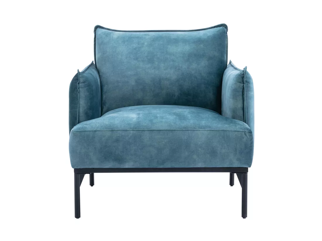 Fauteuil en velours bleu canard JOEL