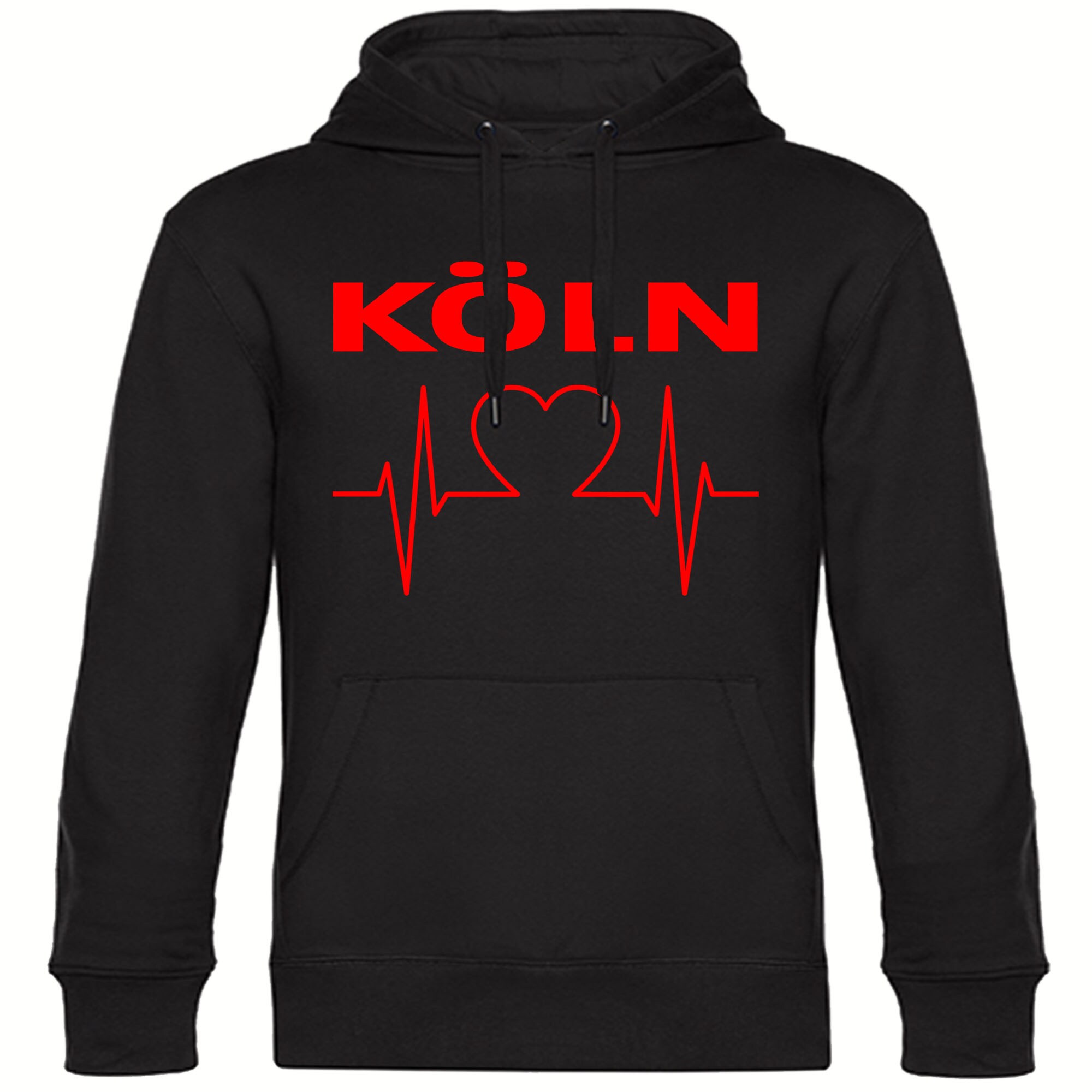 multifanshop® Kapuzen Sweatshirt - Köln - Herzschlag - Druck rot