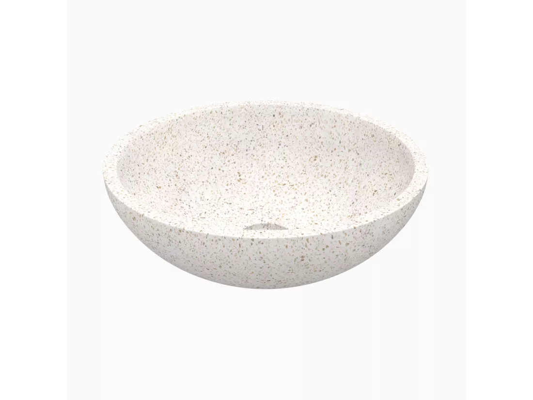 Vasque ronde en terrazzo blanc - Lyséa