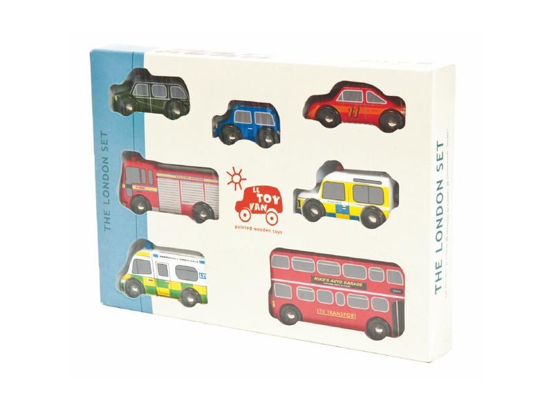 LE TOY VAN Spielzeugfahrzeug London Car Set Set aus 7 legendären Londoner Fahrzeugen
